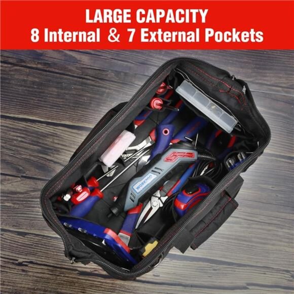 16-inch Close Top Wide Mouth Tool Storage Bag with Water Proof Rubber - Picture 5 of 7